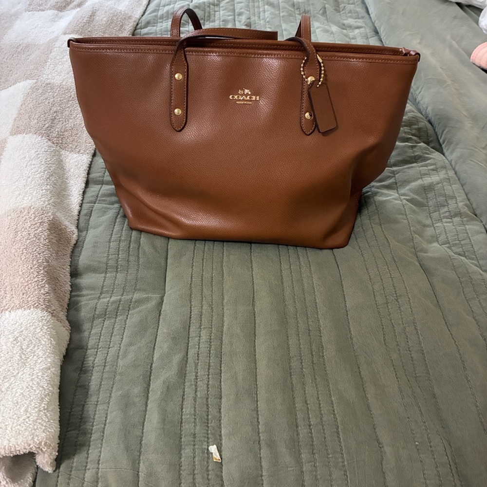 Coach Chestnut Leather Handbag with Gold Accents
